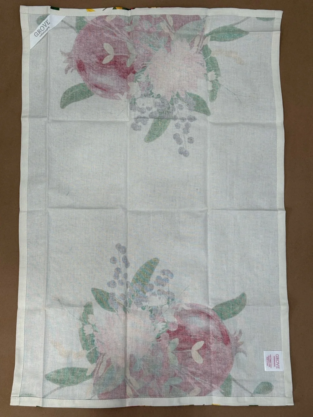 Grove Collaborative Pomegranate Design Tea Towel Organic 100% Cotton New Unused